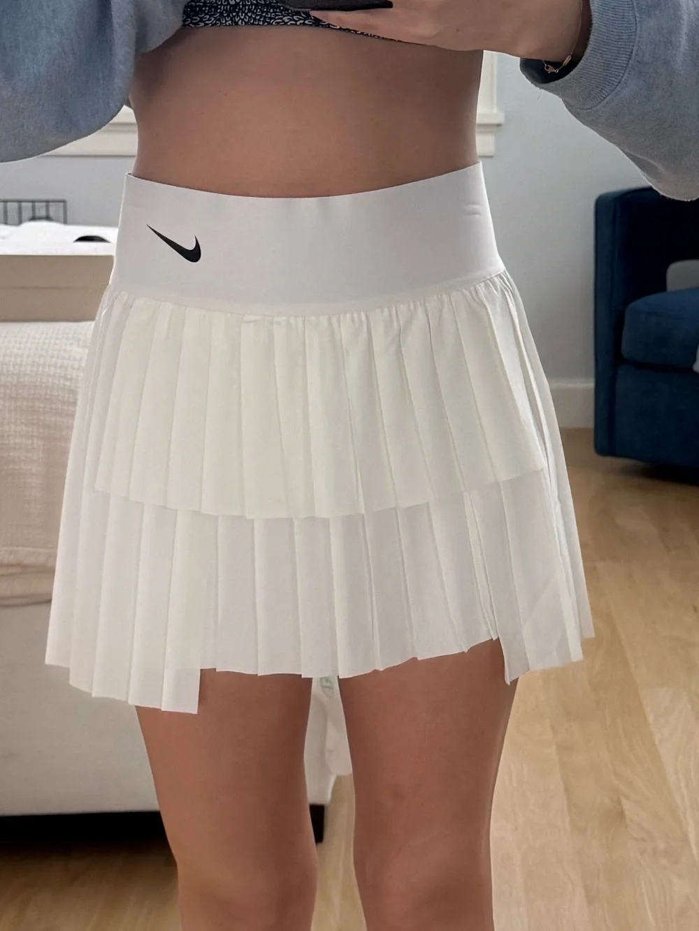 Nike White Layered Pleated Tennis Skort
